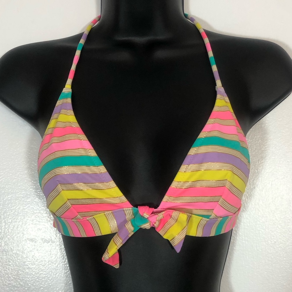 Bright Striped Bikini Top 👙